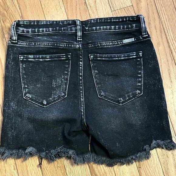 Kancan Denim Button Fly Distressed Raw Hem Frayed Jean Shorts Acid Black Size Sm - Picture 2 of 2